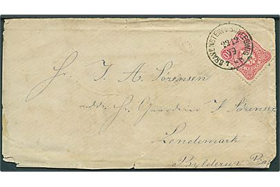 10 pfg. Adler på brev annulleret med sjældent enringsstempel Gravenstein in Schleswig d. 22.12.1879 til Bylderup-Bau. Kuvert noget medtaget. 