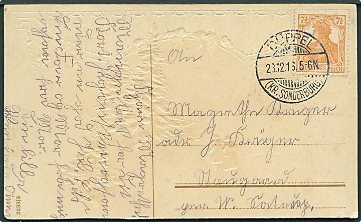 7½ pfg. Germania på julekort annulleret Düppel (Kr. Sonderburg) d. 23.12.1916 til W. Sottrup.