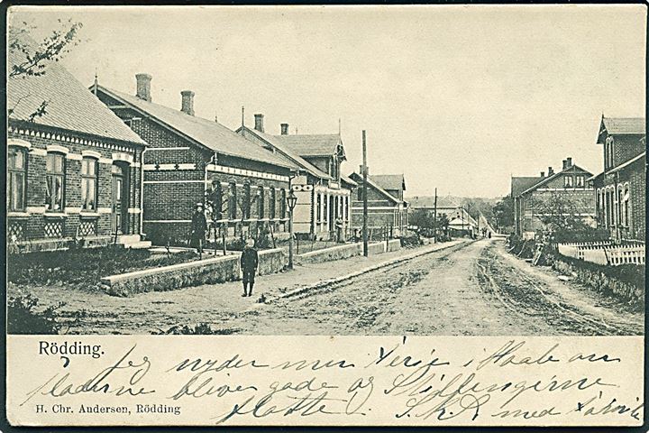 Parti fra Rødding. H. Chr. Andersen u/no.  Frankeret med 10 pfg. Germania annulleret Woyens - Rödding Bahnpost Zug 49 d. 5.9.1906 til Nykøbing F.