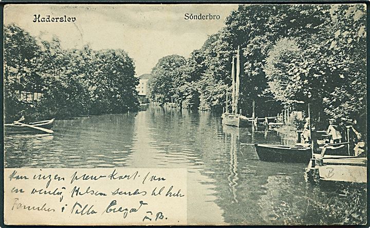 Sønderbro ved Haderslev. M. Glückstadt & Münden no. 22278. Frankeret med 10 pfg. Germania fra Fjelstrup d. 5.9.1906 til Charlottenlund, Danmark.