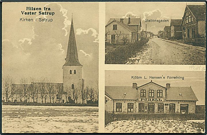 15 øre Chr. X på brevkort (Hilsen fra Vester Satrup) annulleret med brotype IIb Vester Sottrup sn2 d. 8.2.1922 til Kliplev.