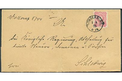 10 pfg. på brev stemplet Sonderburg d. 1.5.1886 til Schleswig.