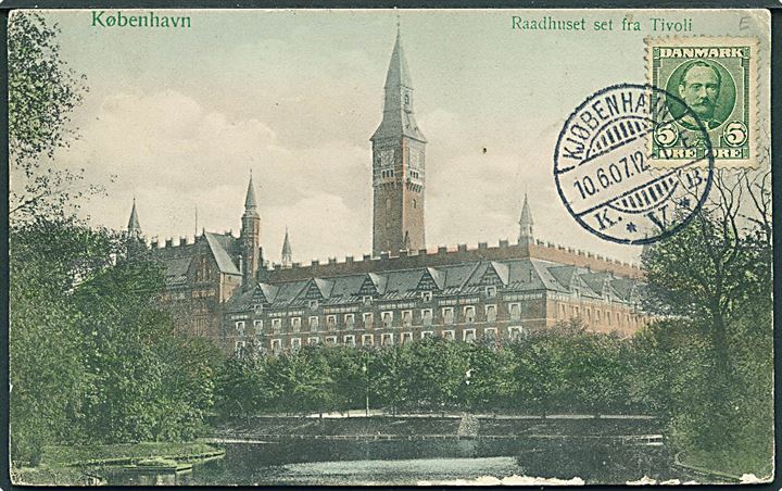 5 øre Fr. VIII på brevkort sendt som tryksag fra Kjøbenhavn d. 10.6.1907 til Belem, Portugal.