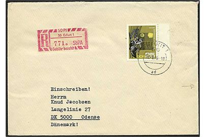 25 pfg. og 50 pfg. rec.-etiket på anbefalet brev fra Erfurt d. 12.8.1970 til Odense, Danmark. På bagsiden stemplet: Forsøgt afleveret .....
