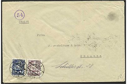 35 s. og 40 s. Våbenudg. på brev fra Riga d. 5.1.1934 til München, Tyskland.,