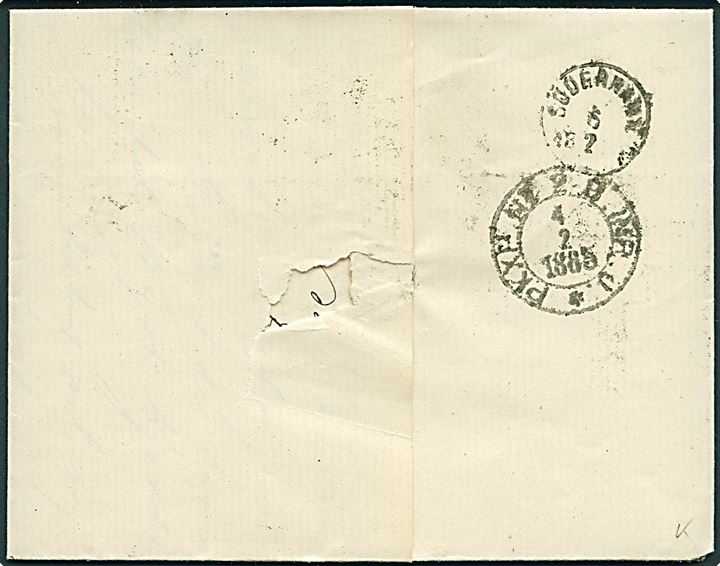 4 øre og 8 øre Tofarvet på 12 øre frankeret brev annulleret med lapidar Kiøbenhavn G. d. 4.2.1885 via bureau PKXP No. 2 B INR. U til Söderhamn, Sverige.