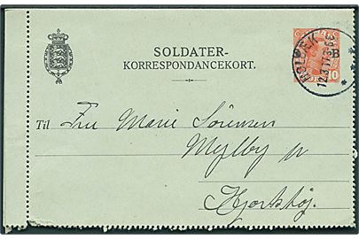 10 øre Soldater-Korrespondancekort fra Holbæk d. 12.3.1917 til Mejlby pr. Hjortshøj.