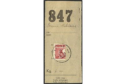 69 fr./5,50 fr. Postpakkemærke halveret på kvittering for militærpakke Service Militare stemplet Liege d. 9.9.1939. I sept. 1939 kunne halverede pakkepostmærker benyttes som porto på 3 fr. militærpakker.
