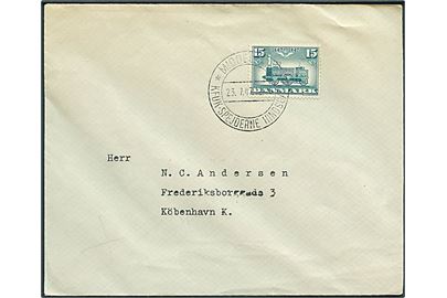 15 øre DSB jubilæum på tryksag annulleret med spejder særstempel Middelfart * KFUK-Spejderne Hindsgavl * d. 23.7.1947 til København.