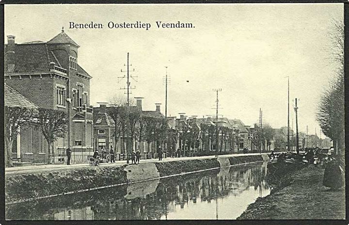 Kanalparti fra Beneden Oosterdiep i Veendam, Holland. M.D. de Lange u/no.