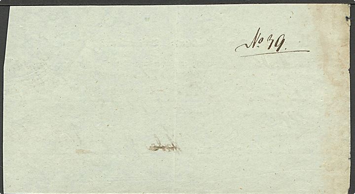 1809. Fortrykt kvittering fra Feldpost Amt i Itzehoe dateret d. 24.9.1809 for afsendelse af et pengebeløb på 52 mk. 8 sk. fra Itzehoe til Heide.