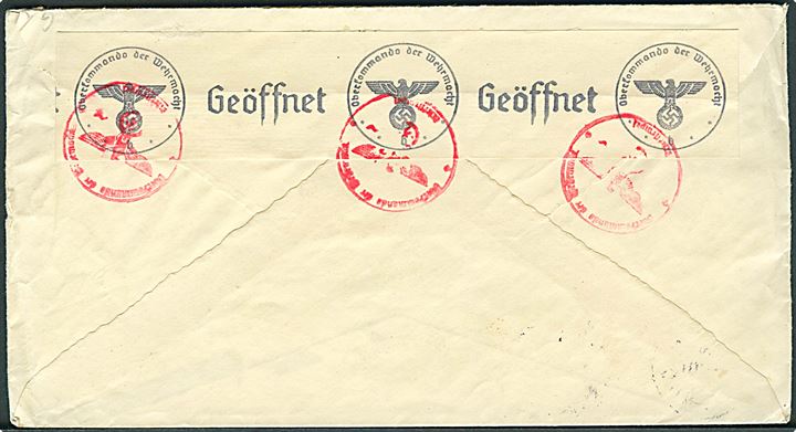 180 öre blandingsfrankeret luftpostbrev fra Lund d. 10.10.1940 til Königsberg (Pr.), Tyskland. Åbnet af tysk censur i Berlin.