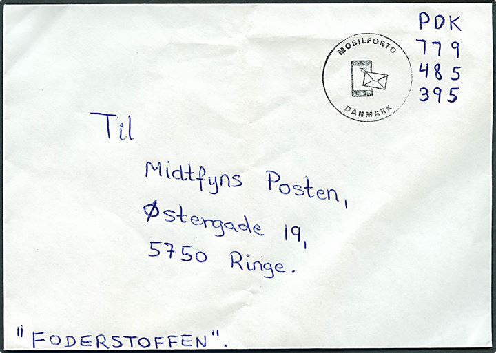 Mobilporto Danmark på moderne udateret brev fra Årslev til Ringe.