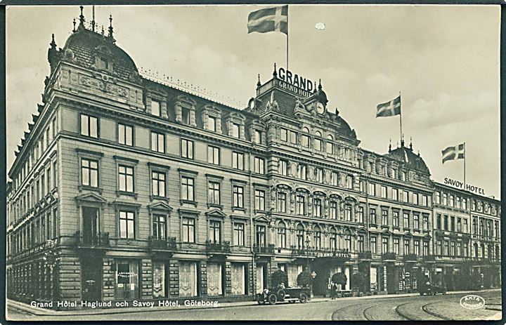 Grand Hotel Haglund och Savoy Hotel, Göteborg, Sverige. Fotokort u/no.
