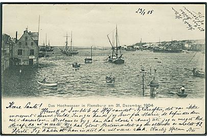 Das Hochwasser in Flensburg am 31 Dezember 1904. W. Brüshaber no. 481. 