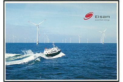 Elsam. Essential Energy. Elsam A/S opførte i sommerhalvåret 2002 verdens hidtil største havmøllepark ved Horns Rev, 14 - 20 km vest for Blåvandshuk. Reklamekort. U/no. 