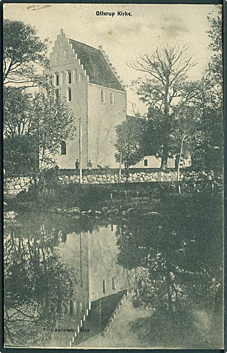 5 øre Chr. IX på brevkort (Otterup Kirke) annulleret med lapidar bureaustempel Nord Fynske JB. PB. d. 24.12.1906 til Kappendrup.