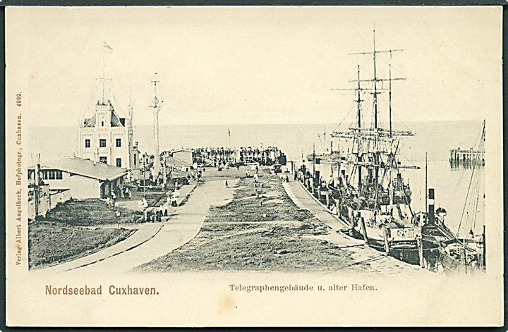 Nordseebad Cuxhaven. Telegraphengebäude u. alter Hafen. Albert Angelbeck no. 4999. 