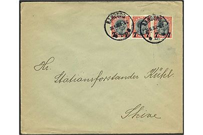 7/27 øre Provisorium i 3-stribe på brev fra Randers d. 29.6.1926 til Skive.