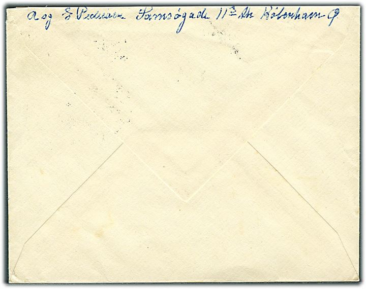 55 øre Fr. IX single på lokalt anbefalet brev i København d. 9.10.1951.