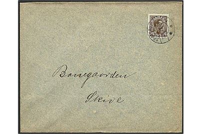20 øre brun Chr. X på brev fra Spørring d. 12.6.1925 til Skive. Spørring II b brotypestempel.