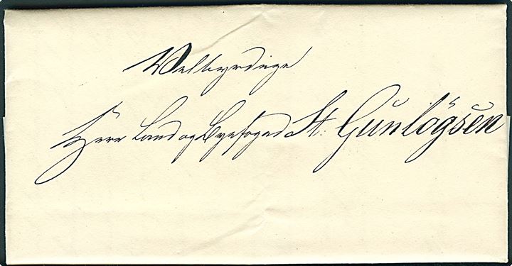1840. Brev med 2 siders indhold fra Th. H. Thomsen i Reikevig (Reykjavik) d. 24.12.1840 til Land- og Byfoged St. Gunlögsen. Meget velbevaret brev.