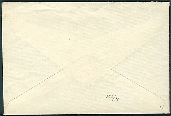 20 øre Chr. X på brev annulleret med violet jernbane-stempel NYBORG / * D.S.B. * d. 4.9.1922 til Jernbane-telegrafkontoret, Hovedbanegaarden, København. Meget dekorativ forsendelse.