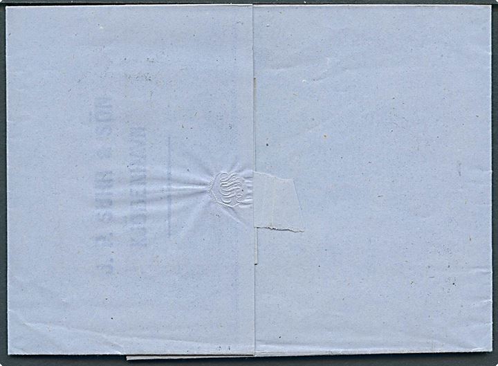 8 sk. Krone/Scepter 2. tryk single på brev annulleret med nr.stempel “1” og sidestemplet antiqua Kiøbenhavn KB d. 22.9.1869 til Skien, Norge. Rammestempel “Franco”. Attest Nielsen. 
