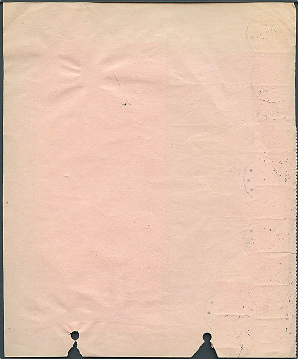 10 øre Gebyr (12) stemplet Aalborg d. 17.11.1933 på attesteret genpart af Telegram på rød formular T.2 11/31 påskrevet: “Genpartens rigtighed bekræftes” og ovalt stempel (krone) / Statstelegrafstationen Aalborg. 2 huller.