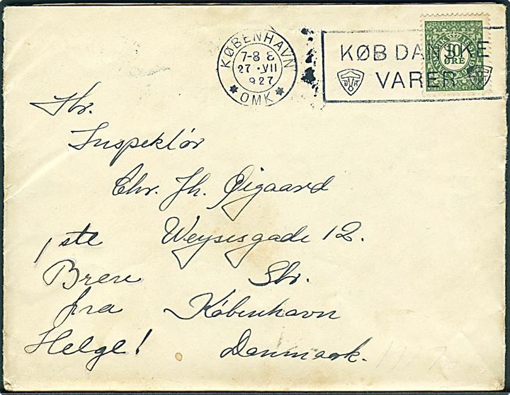 10 øre Frimærkejubilæum på brev med 8 siders indhold fra Ivigtut d. 12.7.1929 stemplet København d. 27.8.1929 til København. På bagsiden violet liniestempel: Ivigtut Kryolithbrud. 