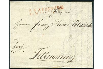 1809. Francobrev med rødt stempel R.4 Augsburg d. 25.5.1809 til Tittmoning.