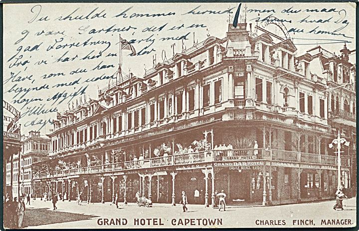 Grand Hotel, Capetown, Sydafrika. Charles Finch, Manager. U/no. 