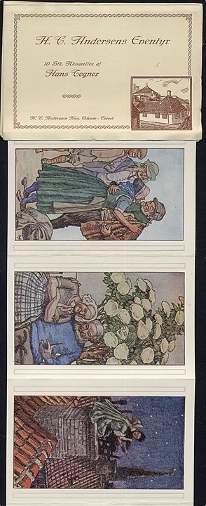 10 stk. Akvareller af Hans Tegner med H. C. Andersens Eventyr. Hagen & Sørensens Bogtrykkeri u/no. 