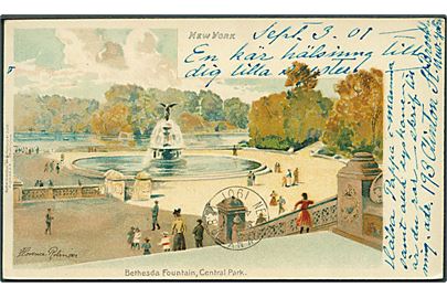 Florence Robinson: Bethesda Fountain, Central Park i New York, USA. Raphael Tuck & Sons View no 5068. 