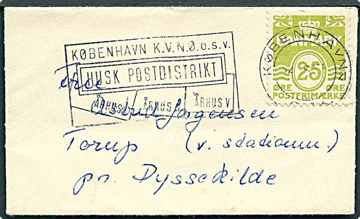 25 øre Bølgelinie på meget lille tryksag fra København d. 24.8.1965 til Dyssekilde.