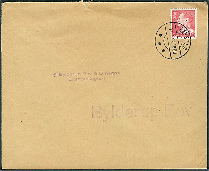 30 øre Fr. IX (kort hj.tak) på brev annulleret med brotype IId Ravsted d. 11.1.1962 til Bylderup-Bov. Stort liniestempel Bylderup Bov.